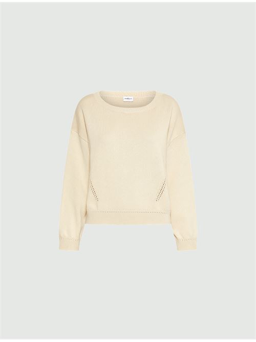 Designed with everyday comfort in mind: this boat-neck sweater will pair perfectly with countless outfits, ranging from office to leisure. Open-knit details on the garment hem and cuffs. MARELLA SPORT | 261336102420001